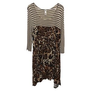 Honeyme block dress stripes and animal print size m medium